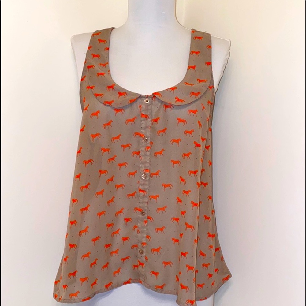 Fire Los Angeles Sheer Horse Sleeveless Top